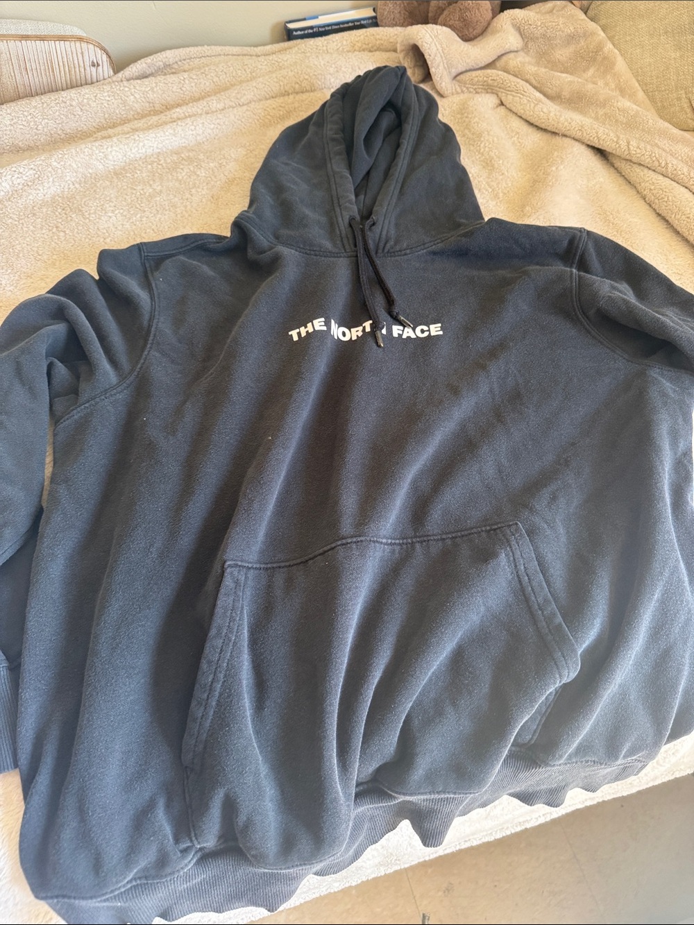 The North Face Black Hoodie with White Wave Logo